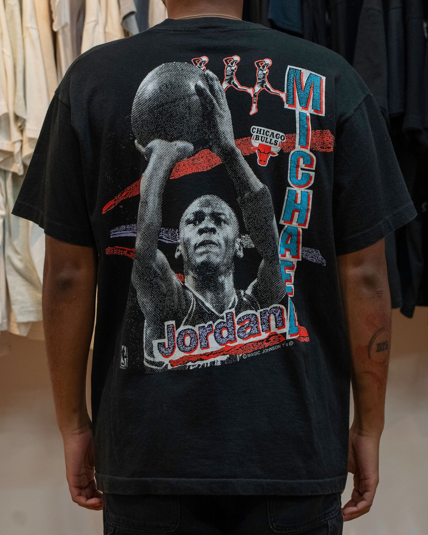 Vintage 90s Micheal Jordan Chicago Bulls Magic Johnson T Shirt Sz XL