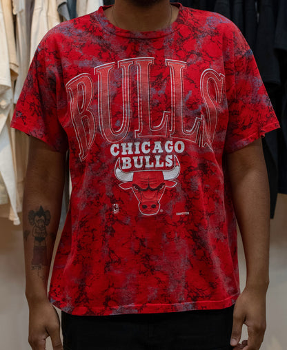 Vintage Bulls All Over Print Red T Shirt Sz XL