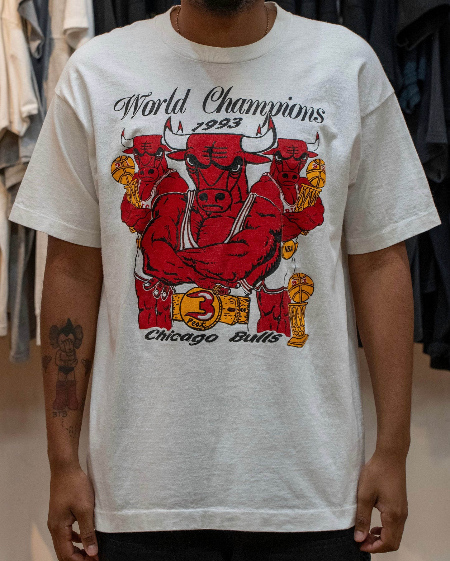 Vintage 1993 Chicago Bulls World Champions 3peat Benny The Bull T Shirt Sz XL