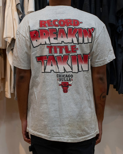 Vintage 90s Chicago Bulls Record Breaking Title Takin T shirt Sz XL