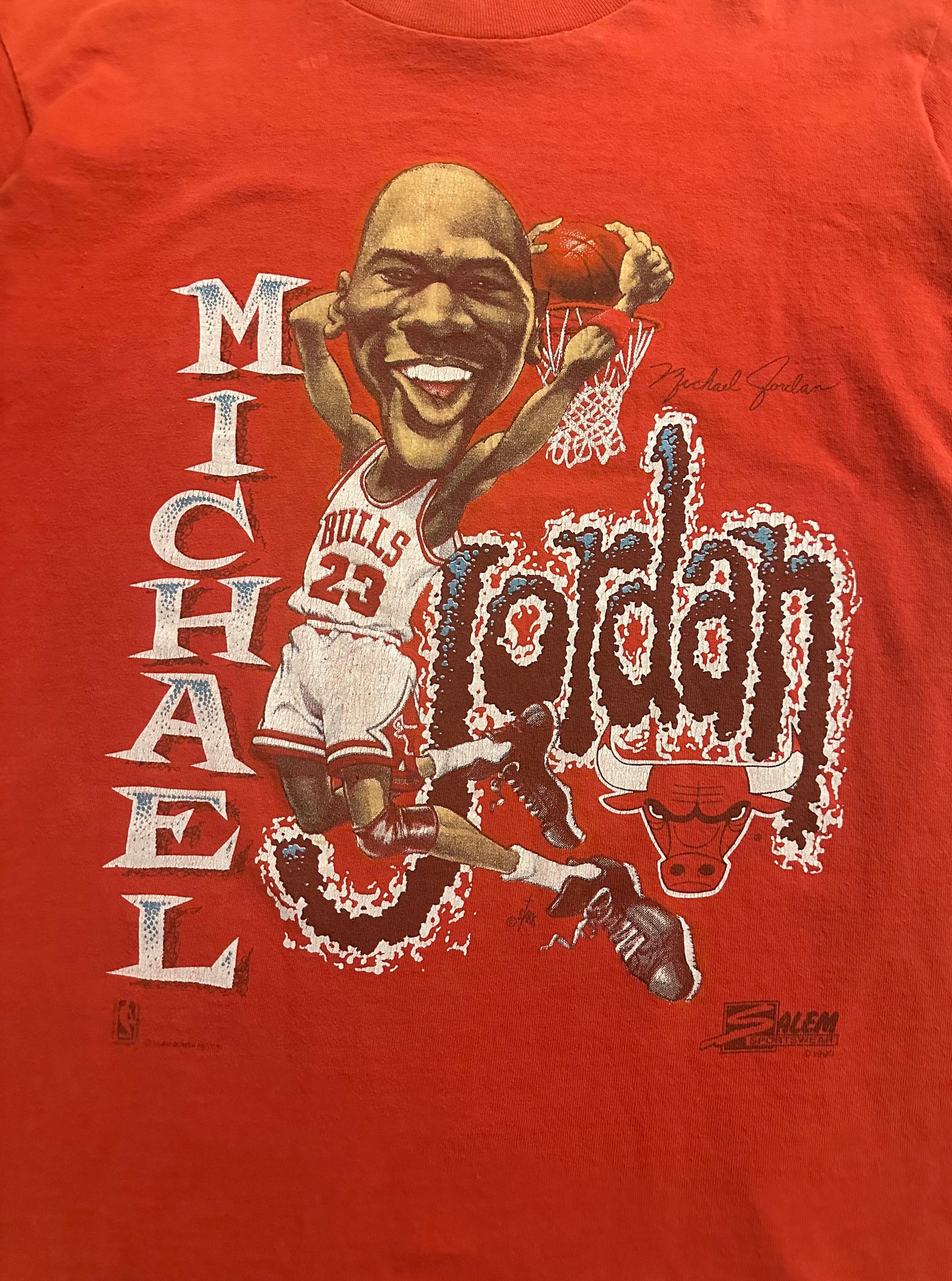 Vintage 90s Chicago Bulls Micheal Jordan Big Head Salem Sportswear T Shirt Sz M