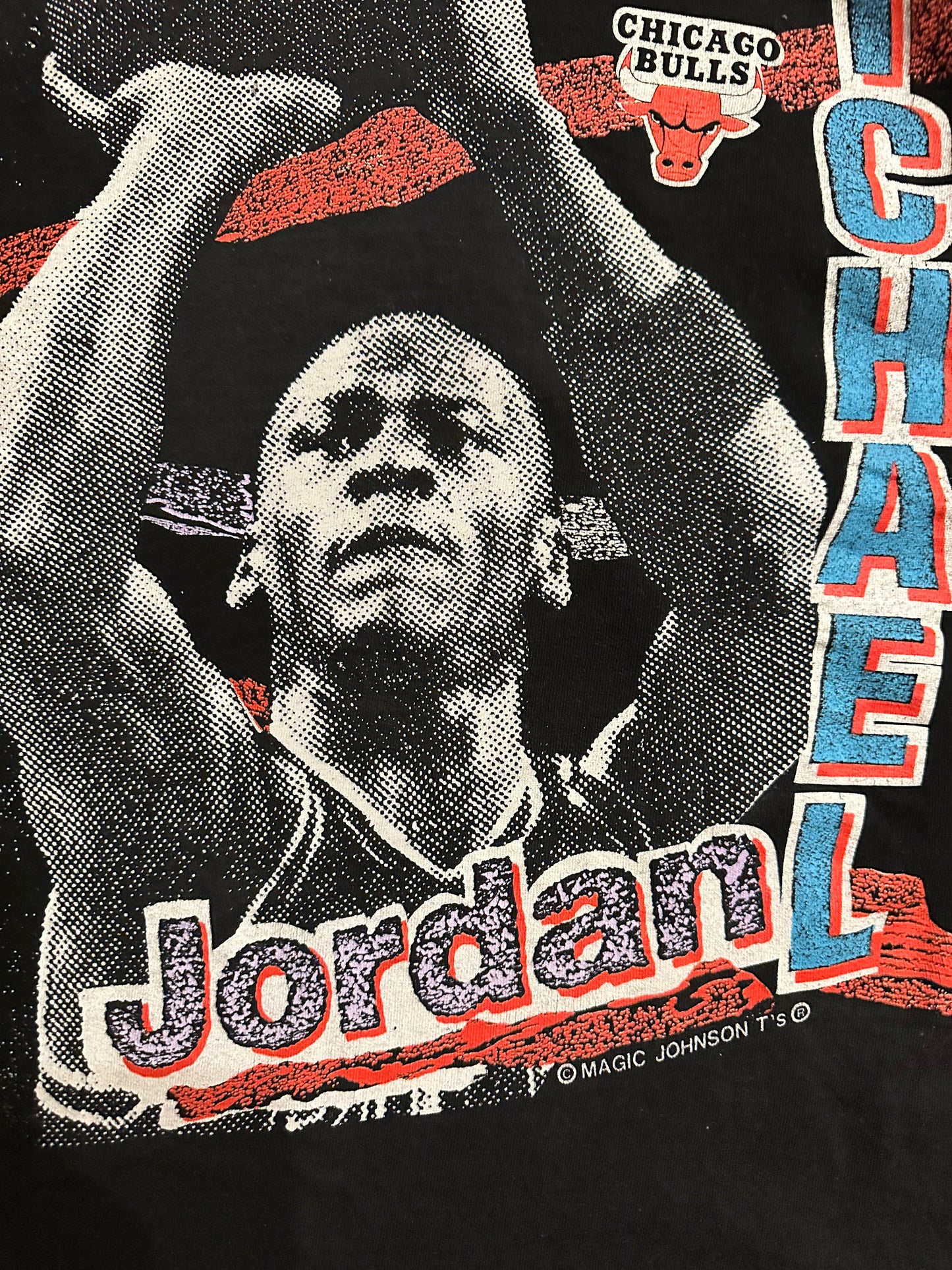 Vintage 90s Micheal Jordan Chicago Bulls Magic Johnson T Shirt Sz XL