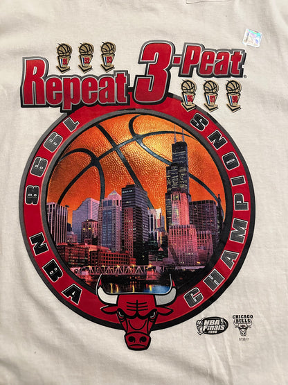 Vintage 1993 Chicago Bulls 3Peat Championship T Shirt SZ 2XL(NEW)