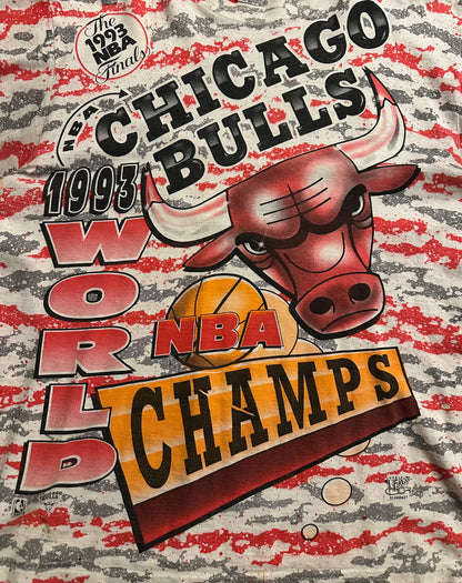 Vintage 1993 Chicago Bulls All Over Print Championship T Shirt Sz L