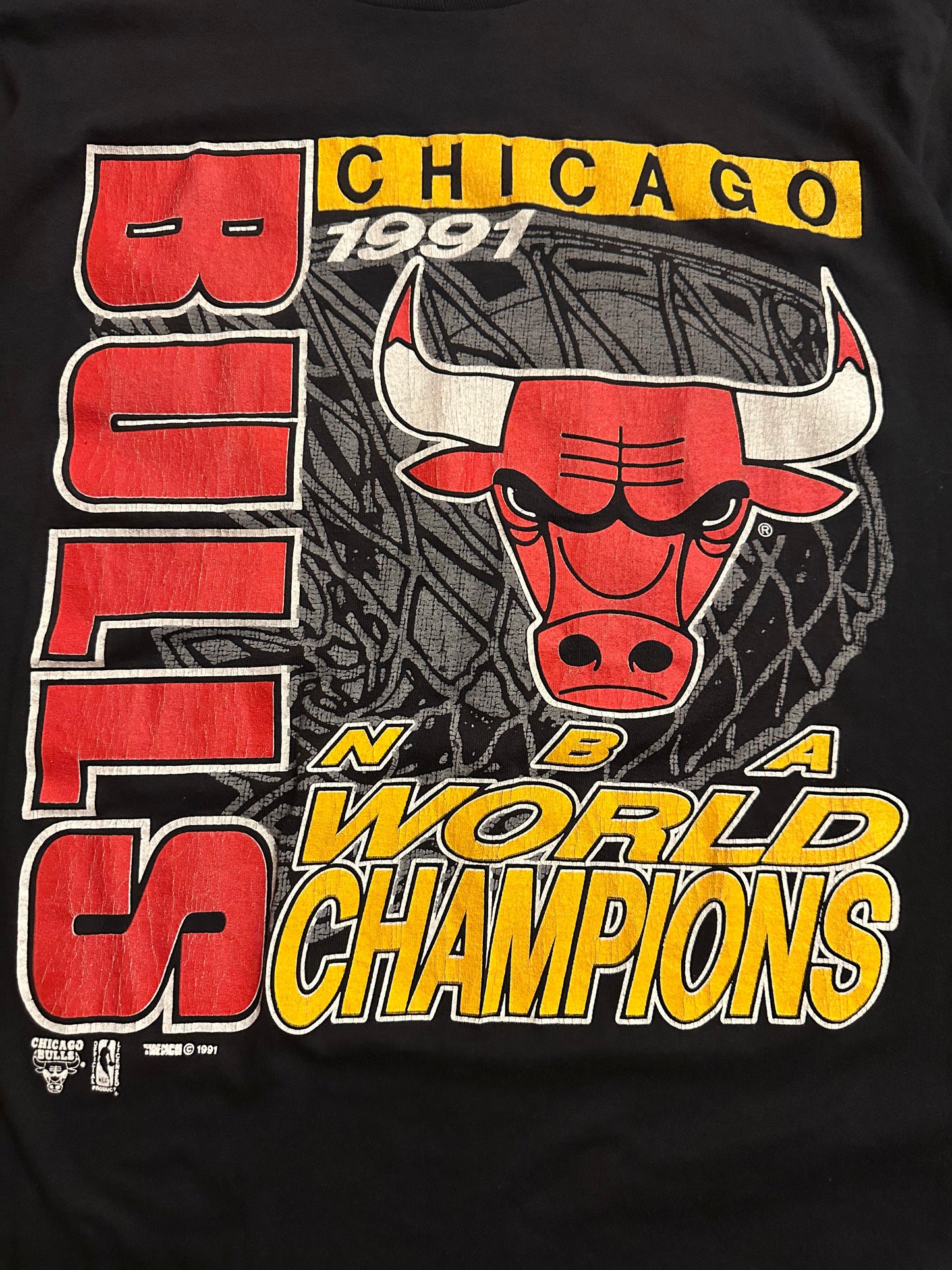 Vintage 1991 Chicago Bulls NBA World Champions T Shirt SZ L