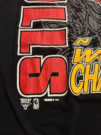 Vintage 1991 Chicago Bulls NBA World Champions T Shirt SZ L