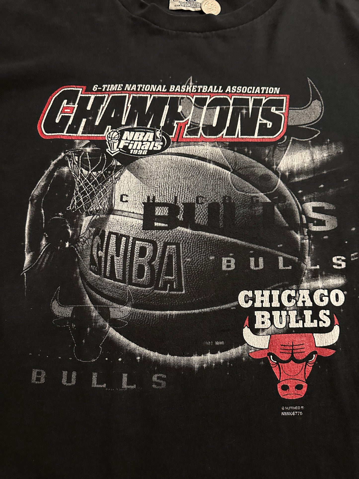 Vintage 1998 Chicago Bulls 6 Time Championship T Shirt Sz 2XL