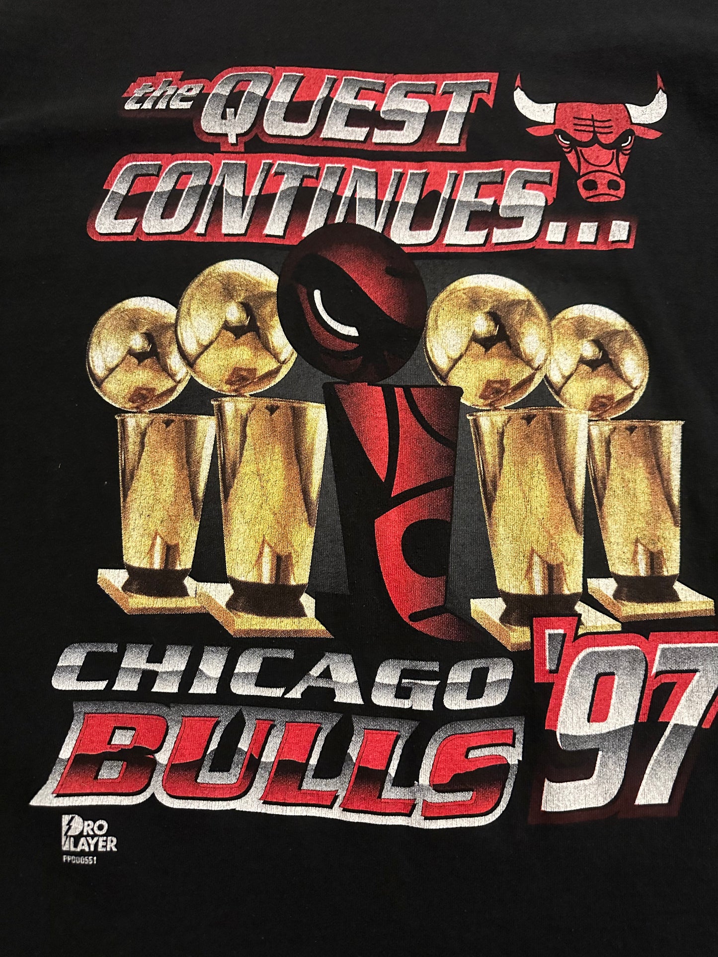 Vintage 1997 Chicago Bulls The Quest Continues Championship T Shirt Sz 2XL