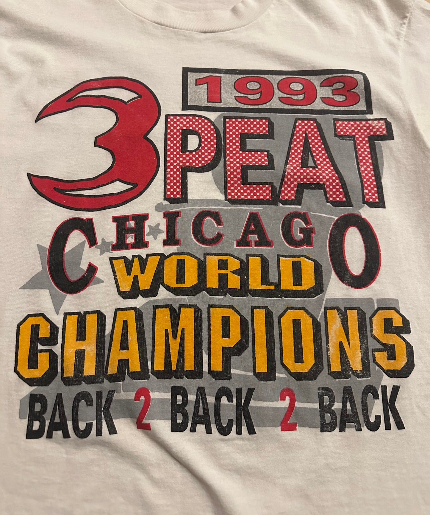 Vintage 1993 Chicago Bulls 3peat T Shirt Sz M