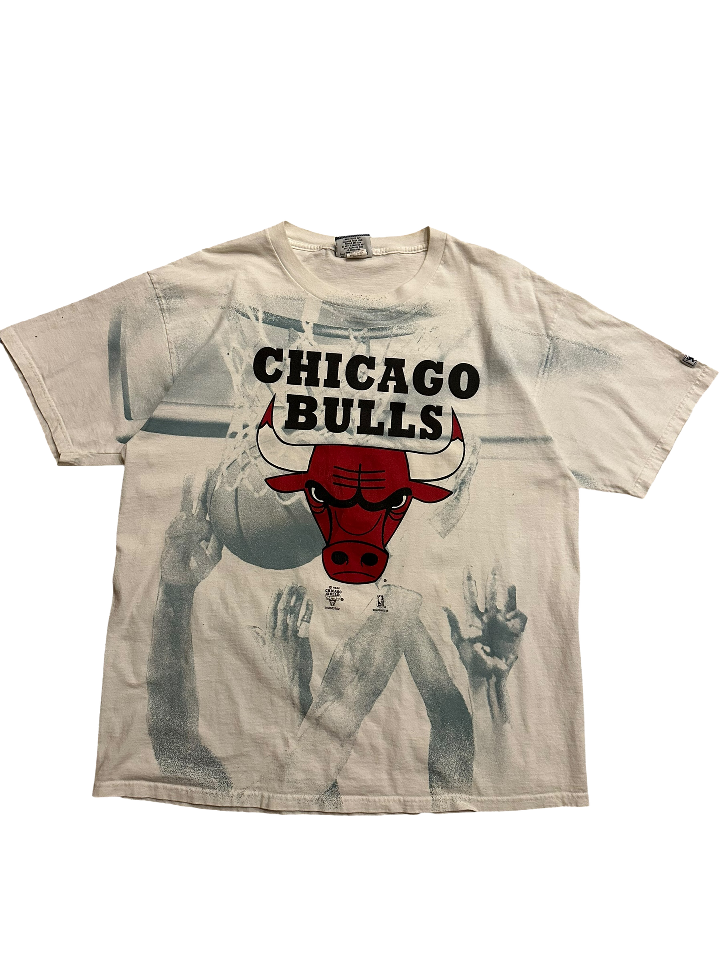 Vintage 90s Chicago Bulls All Over Print T Shirt Sz XL