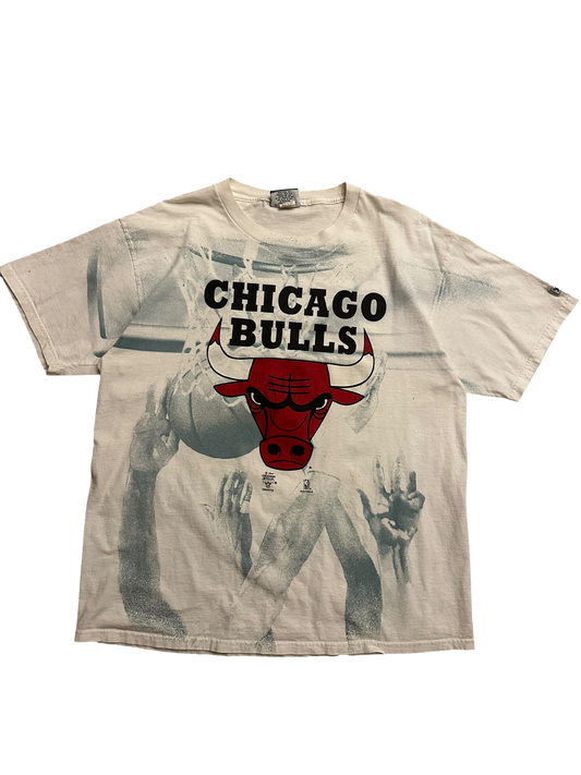 Vintage 90s Chicago Bulls All Over Print T Shirt Sz XL