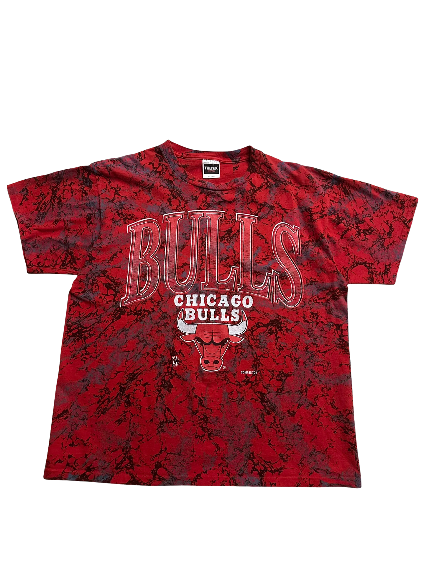 Vintage Bulls All Over Print Red T Shirt Sz XL