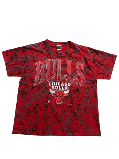 Vintage Bulls All Over Print Red T Shirt Sz XL