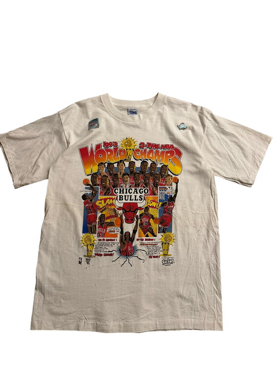 Vintage 1993 Chicago Bulls Comic Strip Championship T Shirt Sz L