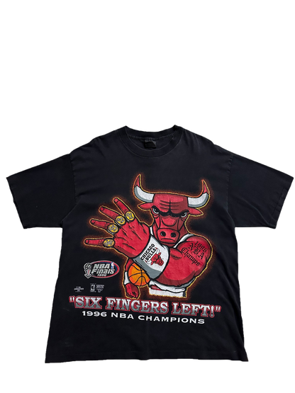 Vintage 1996 Chicago Bulls Six Fingers Left Benny The Bull Championship T Shirt Sz XL