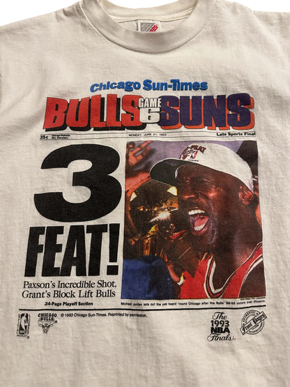 Vintage 1993 Chicago Bulls 3peat Newspaper T Shirt Sz M